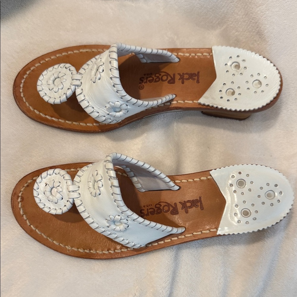 Jack Rogers White Leather heeled Sandals - Picture 3 of 7